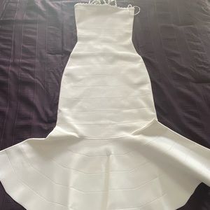 Victoria Beckham Scalloped-Strap Flare MIDI Dress.